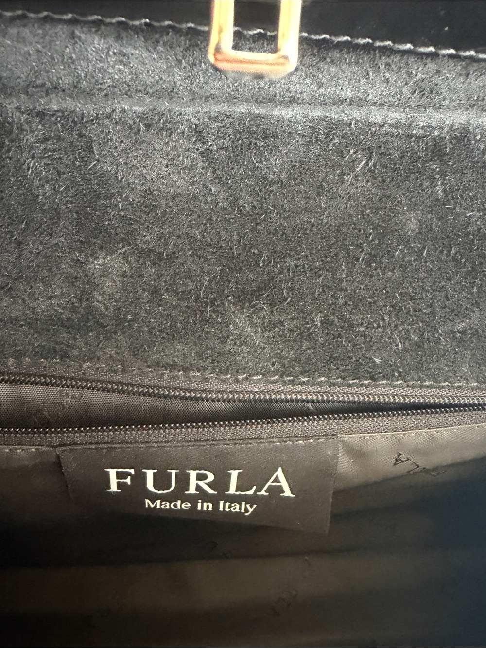 Vintage Furla Black Smooth Leather East-West Shoulder Bag Made in Italy - Picture 5 of 6